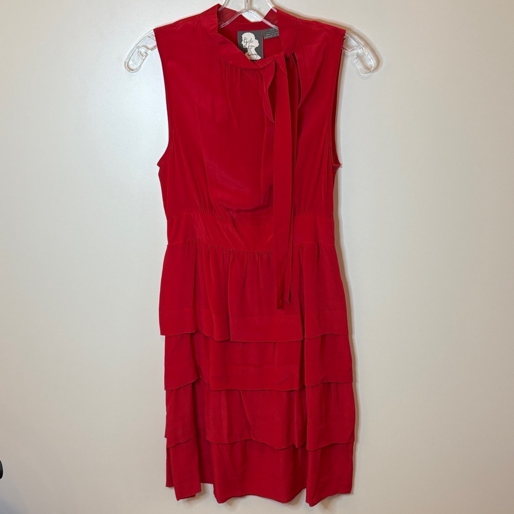 Rare! Anthropologie Silk “Girls From Savoy” Elegant Red Sleeveless Dress | 6